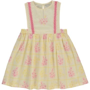 Bebe Organic Alba Apron Dress Patchwork Embroidery