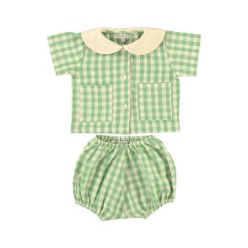 Bebe Organic Teo Baby Set Green Gingham