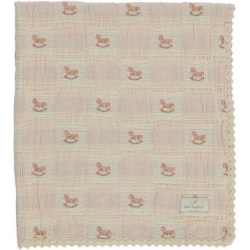 Bebe Organic Rocking Horse Blanket Shell Pink Horse Patchwork