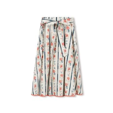 Mallory & Merlot Benny Pleat Midi Floral Print Skirt