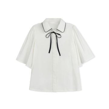 Daintti NAVY BOW TIE BLOUSE