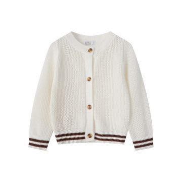 Coco Blanc Cardigan With Stripe Cuff