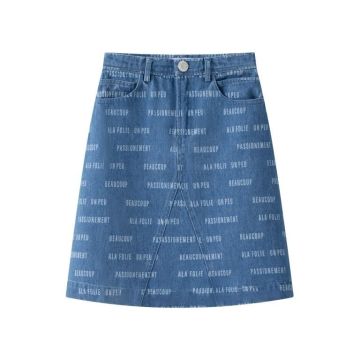 Coco Blanc Printed Denim Skirt