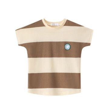 Coco Blanc Boy Striped Tee Brown
