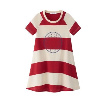 Coco Blanc Short Sleeved Striped A-line Dress