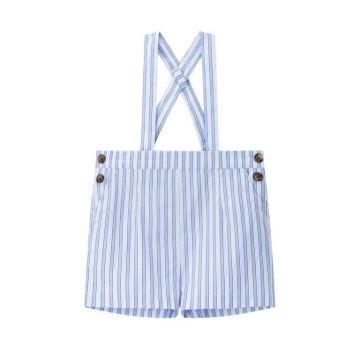 Coco Blanc Suspender Shorts Striped Blue