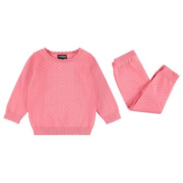 Jaybee Pointelle Sweater Set coral