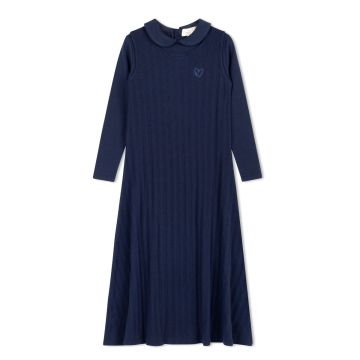 Lamour Lou Variegated Ribbed Maxi Robe Navy