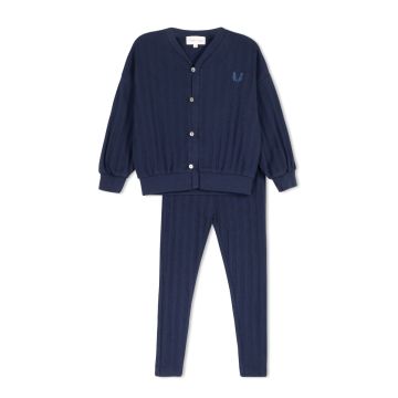 Lamour Lou Variegated Ribbed Boys Shabbos PJ Navy