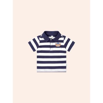 HUXBABY PEEKABOO VARSITY HUX TEE NAVY/ALMOND MILK