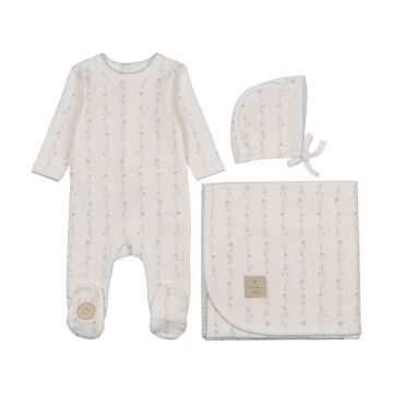 Mon Tresor Ascending Vines Boys Layette Set Ivory & Blue