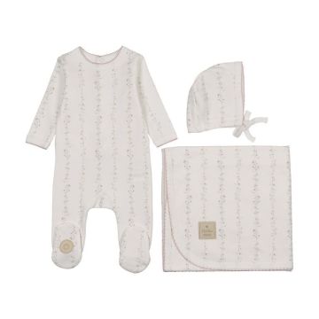 Mon Tresor Ascending Vines Girls Layette Set Ivory & Pink