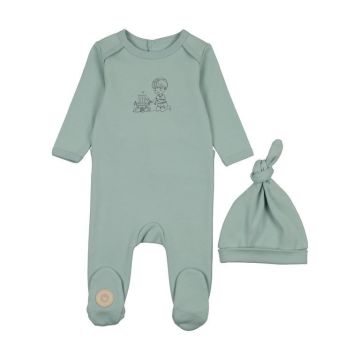 Mon Tresor Castle Cutie Boys Footie & Hat Set Frostie Blue