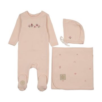 Mon Tresor Embroidered Garden Girls Layette Set Barely Pink