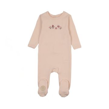 Mon Tresor Embroidered Garden Girls Footie Barley Pink