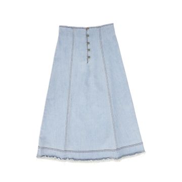 BAce Denim Button Seam Skirt