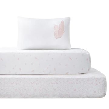 Petite Belle Summer Skies Standard Crib Sheet Set - Blush Butterfly
