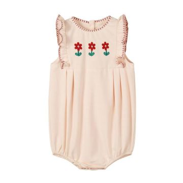 Nou Nelle Peach Embroidered Romper