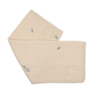 Peluche Embroidered Birds/Floral Waffle Blanket