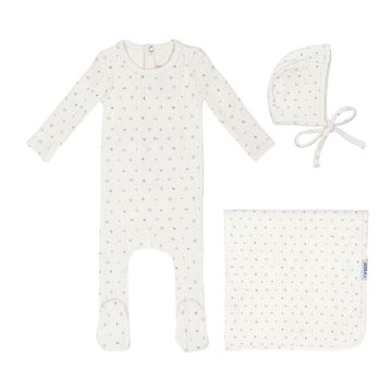 Mini Label Ivory Petal Pointelle Floral Set-Boys
