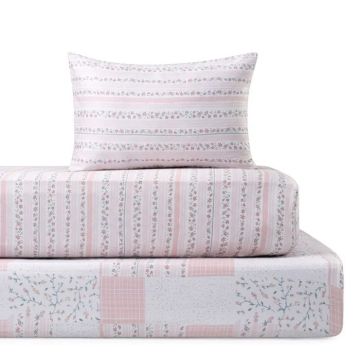 Petit Belle Flora Patch Pink Crib Sheet Set