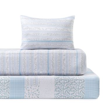 Petit Belle Crib Sheet Set- Flora Patch Blue