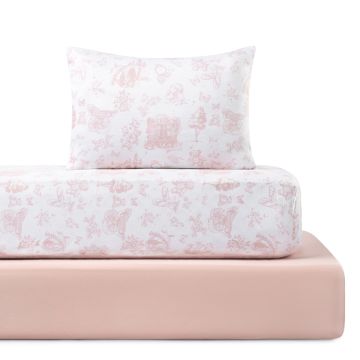 Petit Belle Crib Sheet Set- Toile Safra Rose Pink