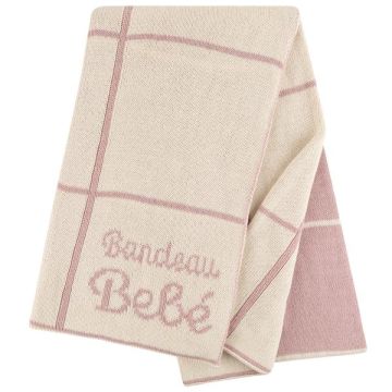 Bandeau Grid Desigh Knit Blanket Blush/Natural