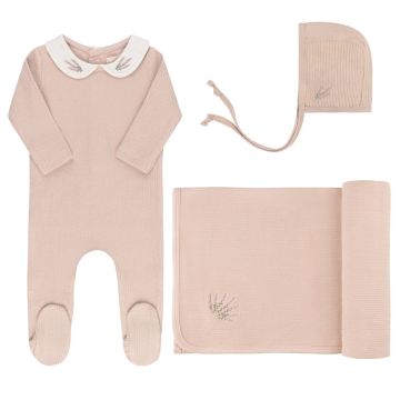 Ely's and Co Organic Embroidered Collar Collection Pink Heather Standard 3 Pc Set
