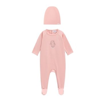 Oubon Pink Lamb Footie + Hat