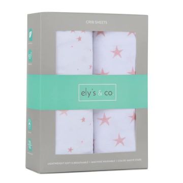Ely's & Co Crib Sheets - Mauve Pink stars