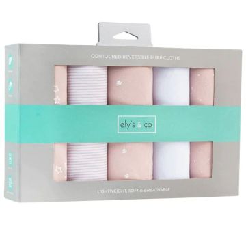 Ely's & Co Burp Cloths 5-pack Pink Tulip