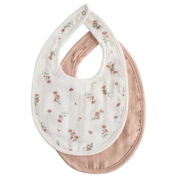 Mushie Muslin Bib 2pk Blush/Pink FLoral