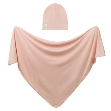 Ely And Co Modal Swaddle And Beanie Set Rose Pink