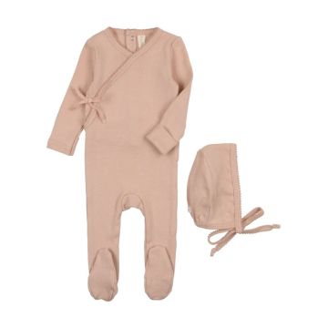 Lil legs Pinpoint Wrapover Footie Set Shell pink