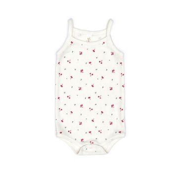 Tun Tun Pointelle tank onesie Natural Little Cherries