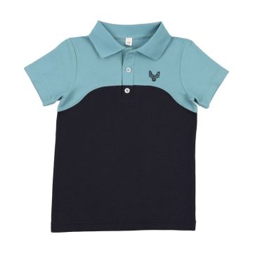 Bopop SS Polo Navy with Teal Top