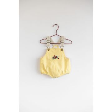 Please Mom Yellow Denim Barrel Baby Romper