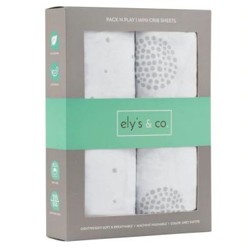 Ely's & Co pack n play sheets - grey dotties