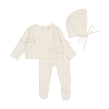 Bee and Dee Pointelle Wrap Bris Set Arctic White