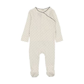 Bonjoy Polka Dot Wrap Footie Ivory