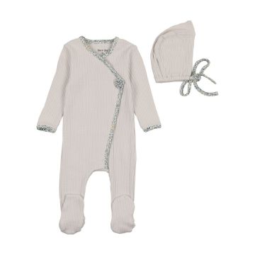 Bee and Dee Poplin Trim Footie with Beanie