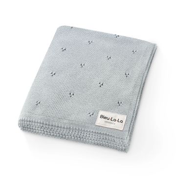 Bleu La La Organic Pointelle Knit Blanket Sky Blue