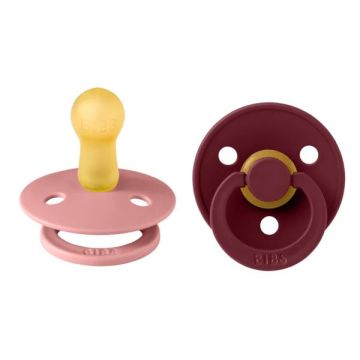 Bibs 2 pack Colour Latex Size 1 Dusty Pink/Elderberry