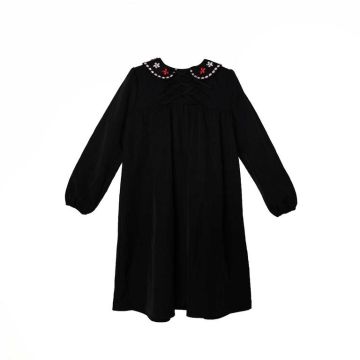 Bonjour Taffeta Beaded Collar Tie Dress