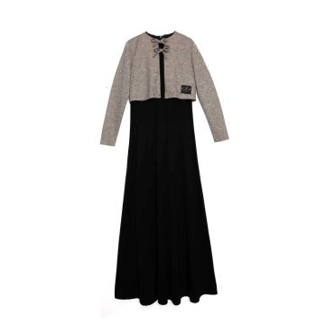 Bonjour Bow Logo Cardi Maxi Beige
