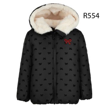 Raygo Embroidered All Bows Girls Jacket Black