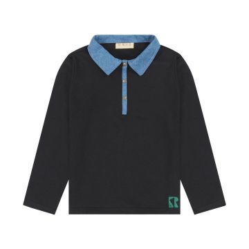 Remy Denim Collar Boys Polo Black With green