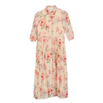 Minimal Sea Floral Gathered Sleeve Dress
