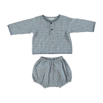 Bebe Organic Rigel Baby Set Blue Check
